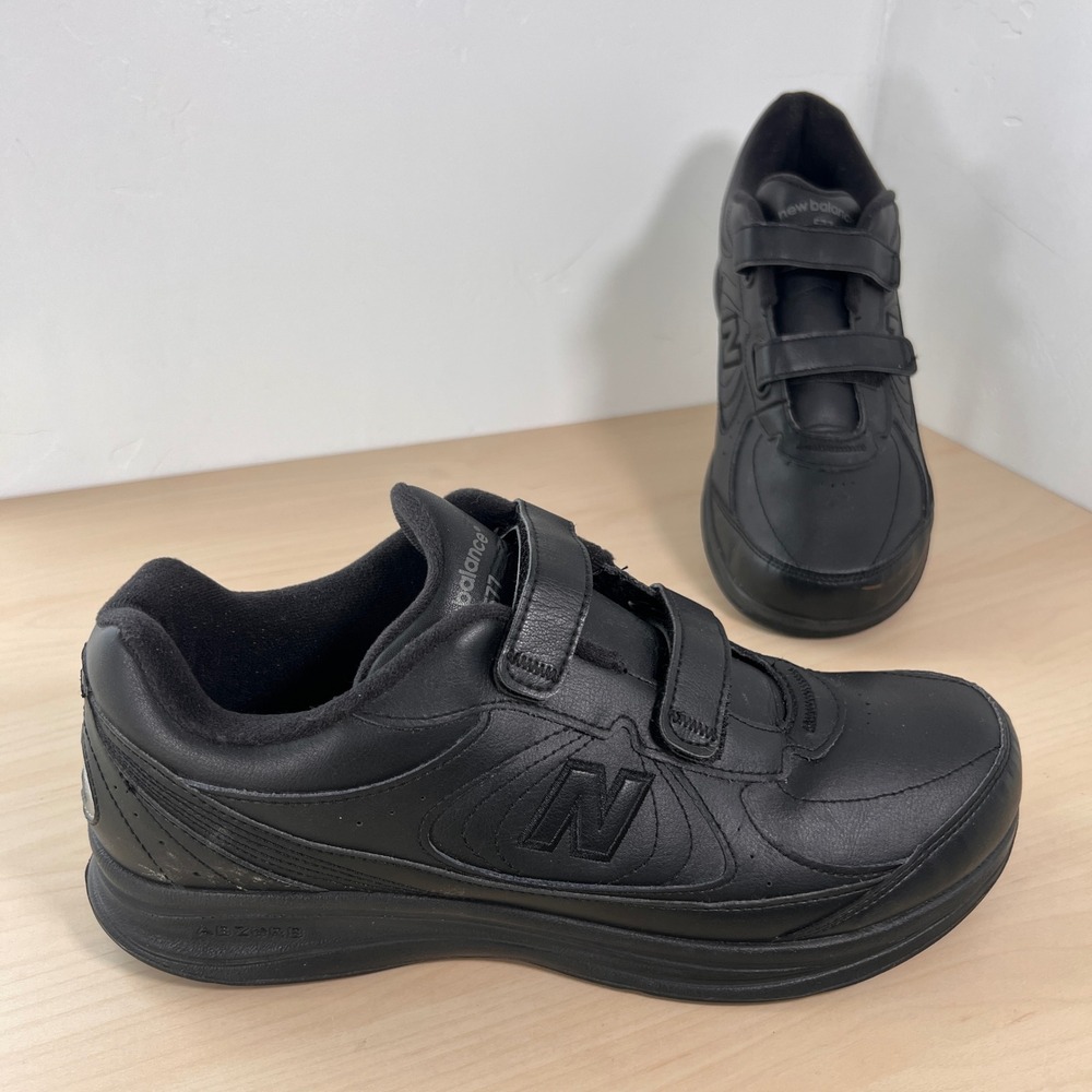 New Balance 577 Walking Shoes Mens 11 4E Black Leather Hook Loop MW577VK